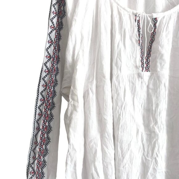 Old Navy Women's Peasant Blouse Size XXL Embroidered Geometric Boho 100% Rayon - Picture 8 of 9